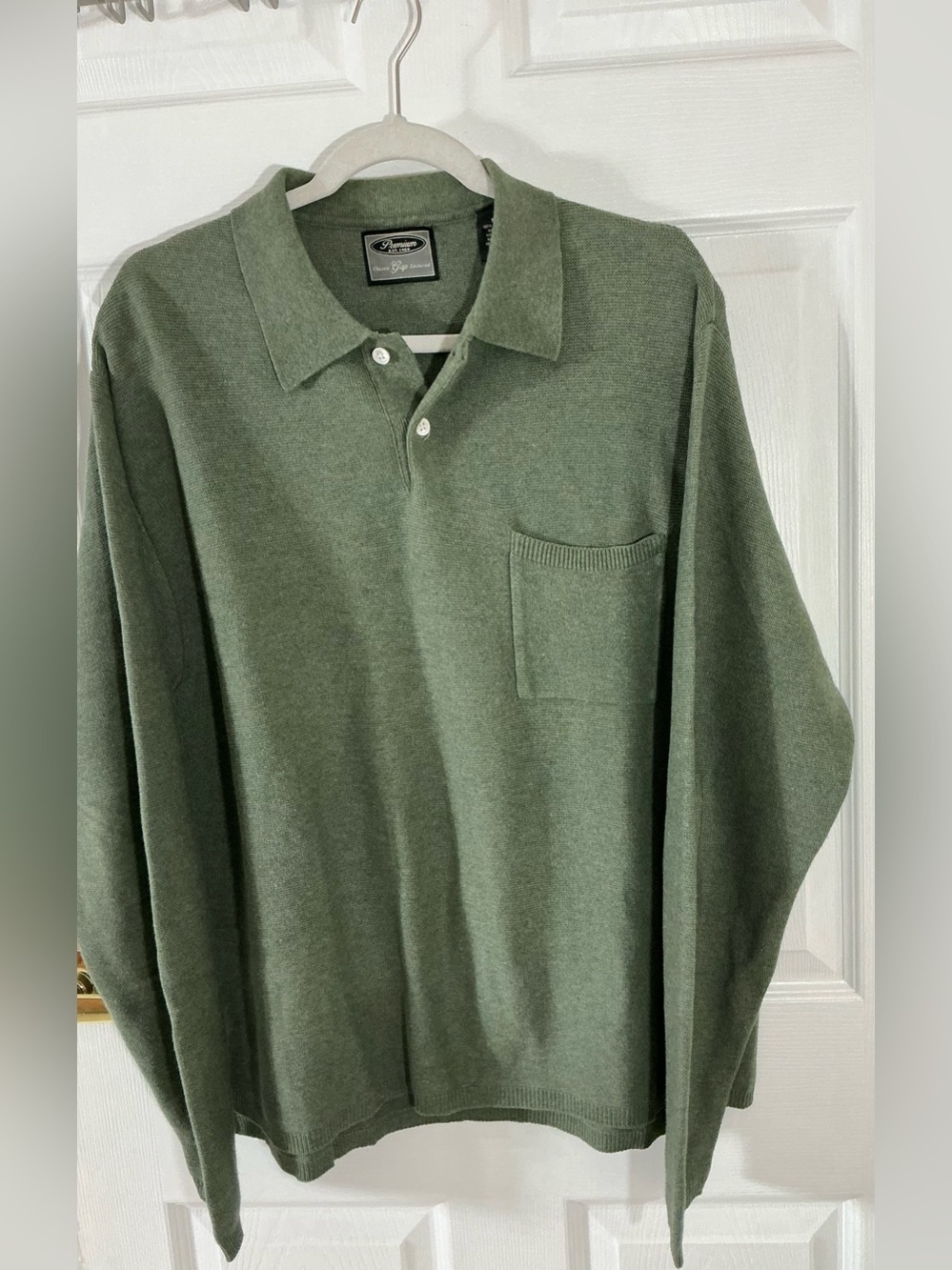 Vintage Gap Premium 100% Cotton Knit Polo Sweater Sage Green M